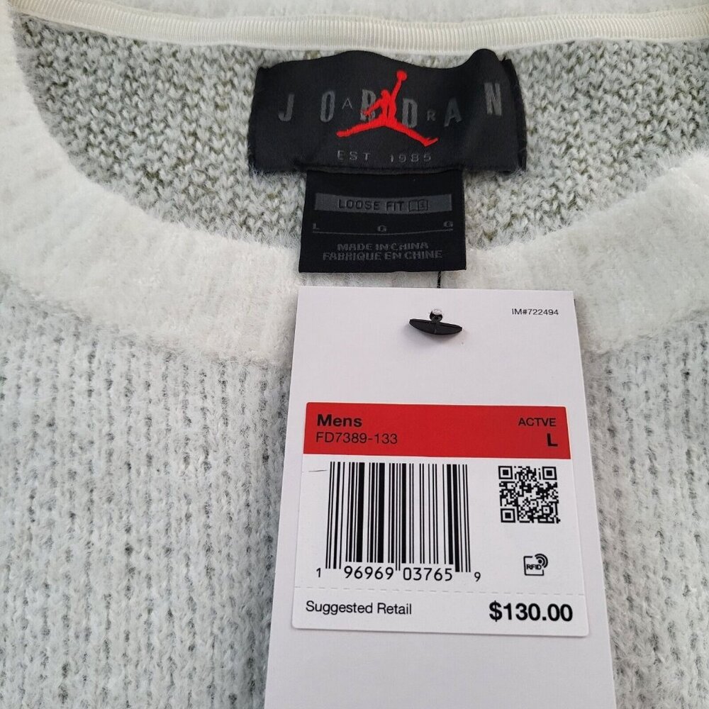 Jordan Flight Heritage Crew Sweater White Men's Size Large FD7389 133 NWT - Picture 6 of 6